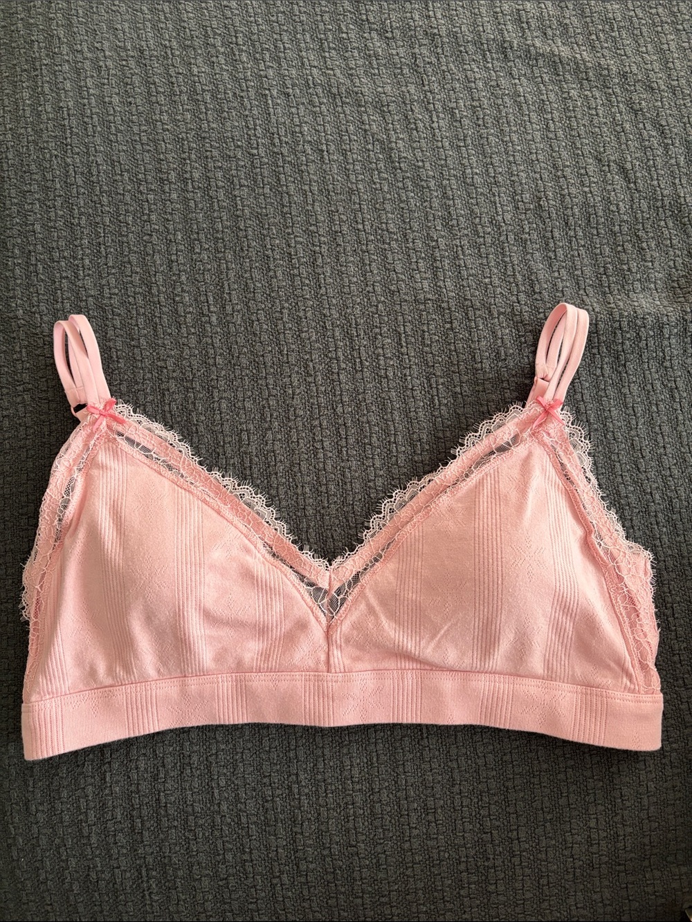 aerie Light Pink Lace-Trim Bralette